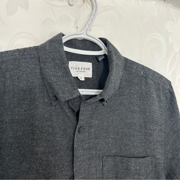 NWT Five Four Hakuba Charcoal Long Sleeve Flannel Button Down Collared Shirt - Picture 8 of 11